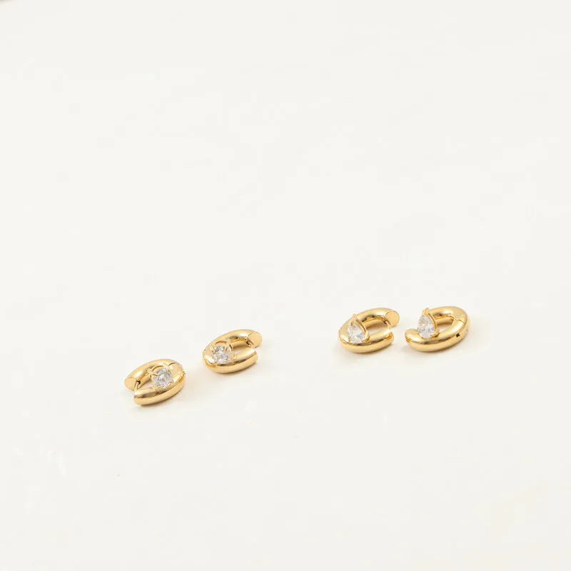 18K Gold Plated Zircon Hoop Earrings