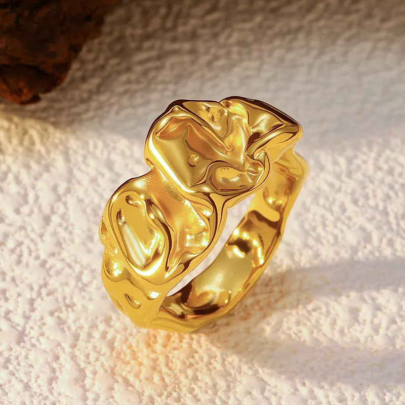 Geometric Titanium Steel Ring for Women