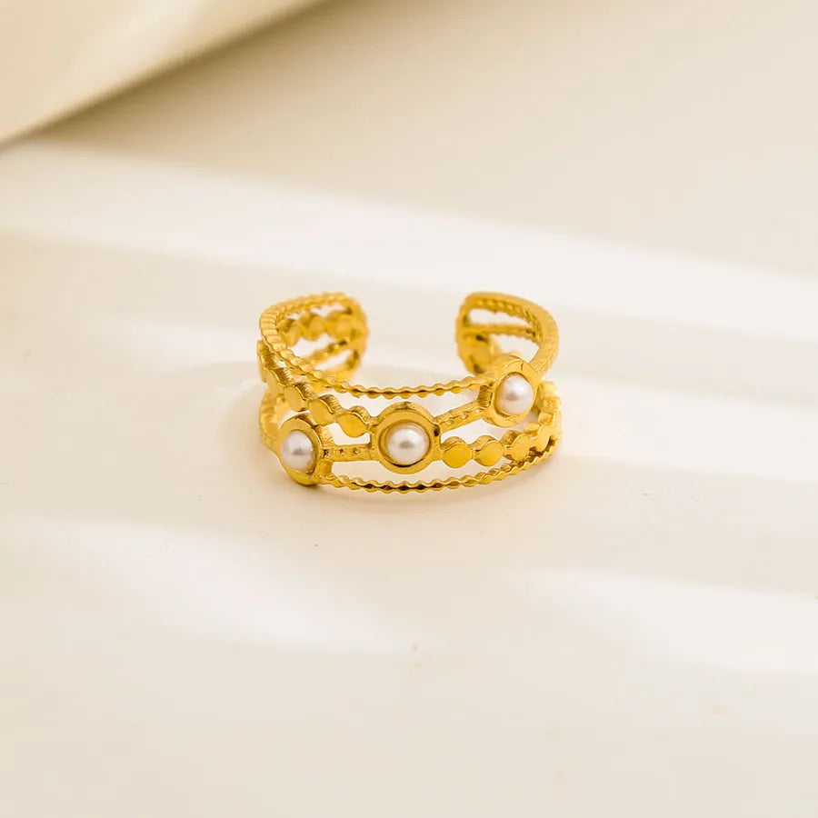 Unisex Gold-Plated Enamel Open Ring 333