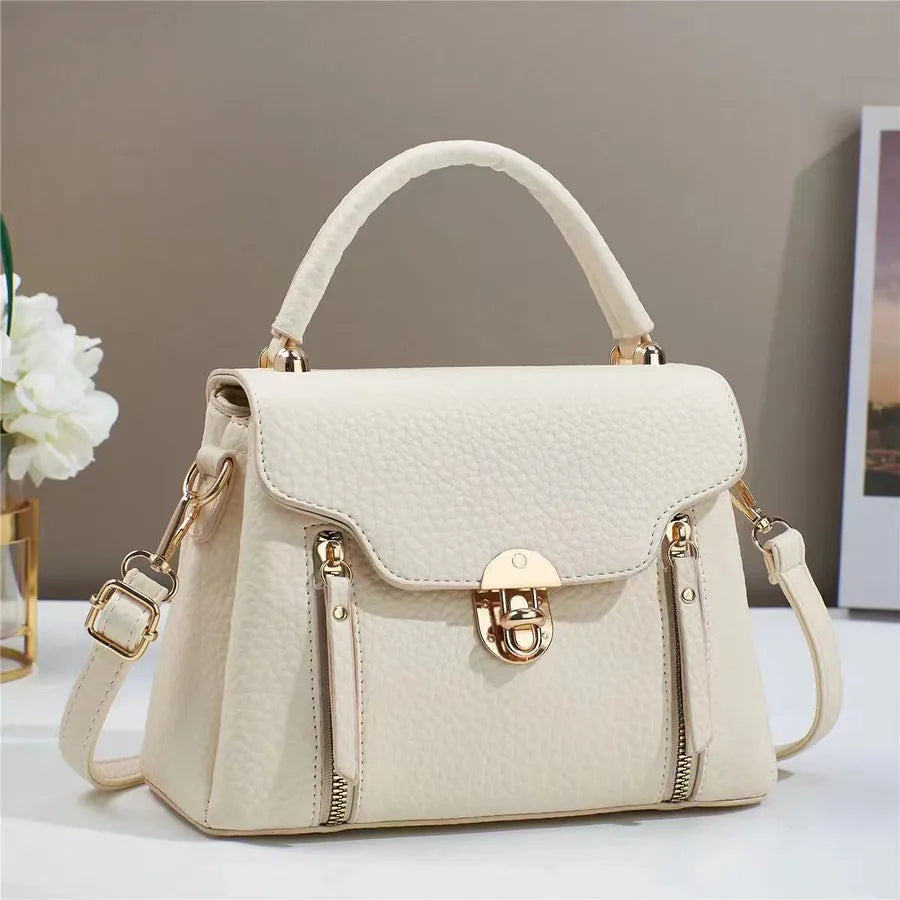 Square PU Leather Lock Clutch Crossbody Bag