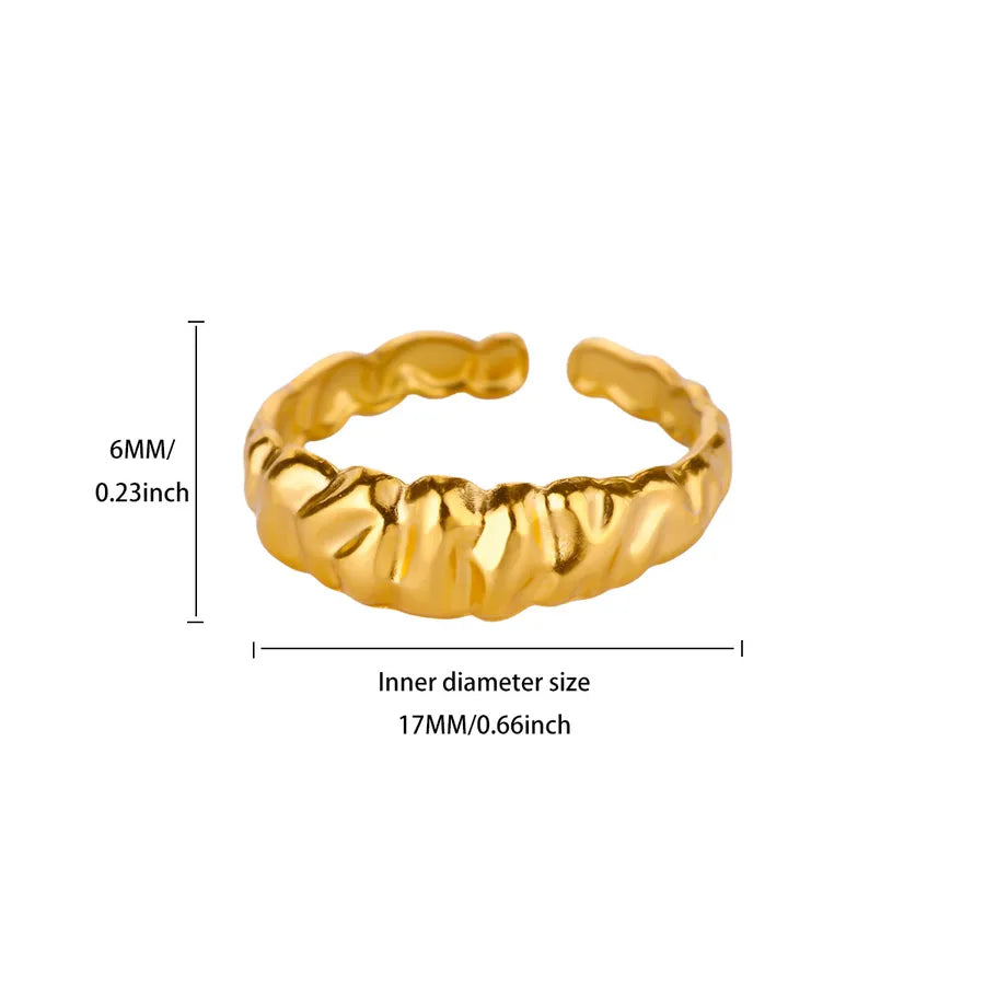 Stainless Steel Rose Geometric Open Ring Adjustable Opening 2