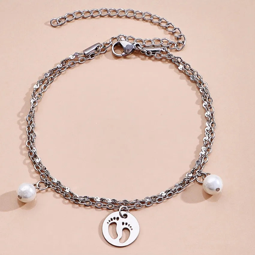 Silver Ocean Charm Layered Bracelet for Women