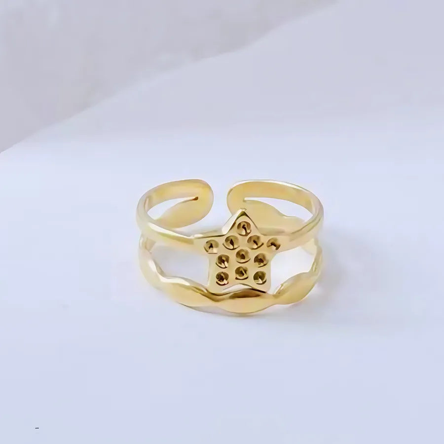 Gold Bamboo Titanium Steel Open Ring Adjustable Opening Golden Hydraulic J02