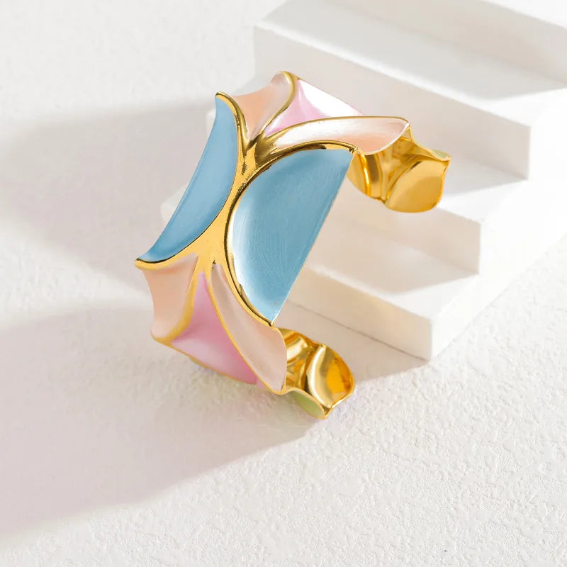 18K Gold Geometric Stainless Steel Bangle