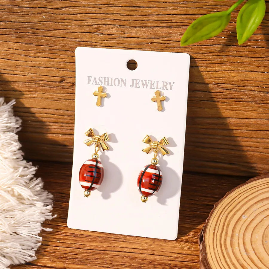 Hand-Painted Ceramic Rugby Earrings