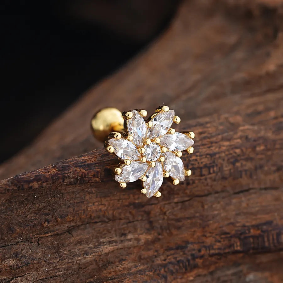 Stainless Steel Zirconia Stud Earrings 3436 Gold Ear Studs