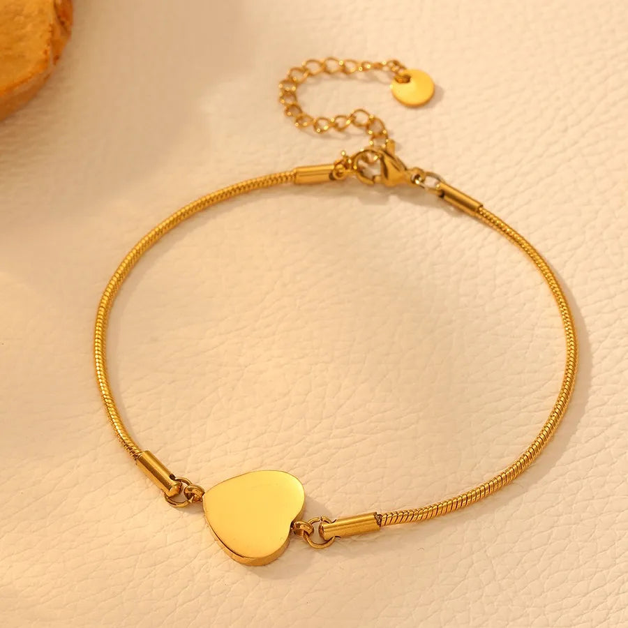 18K Gold Heart Bracelet – Stainless Steel Gold Bracelet