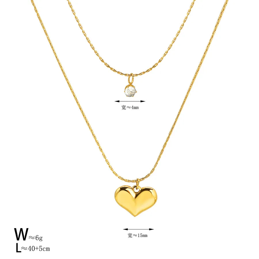 Double Layer Gold Heart Necklace – 18K Plated