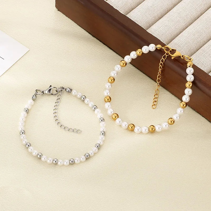 Gold Beaded Shell Bracelet for Women