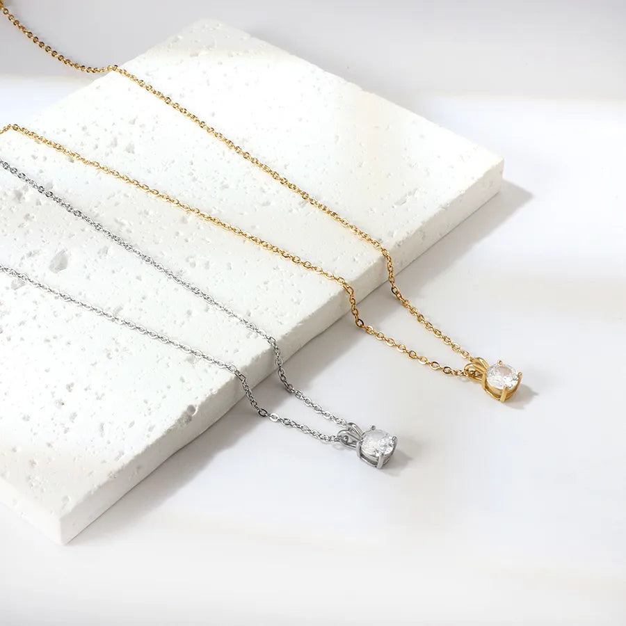 Gold Plated Geometric Diamond Pendant Necklace
