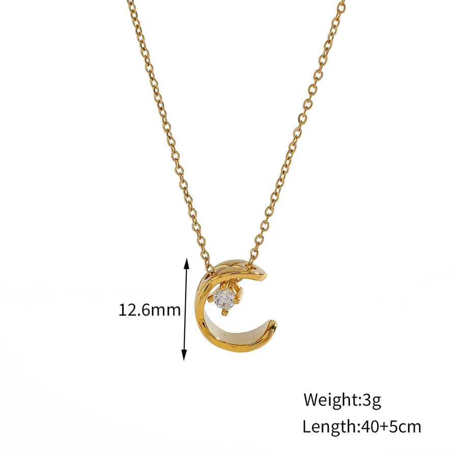 Gold C-Shaped Diamond Pendant Necklace