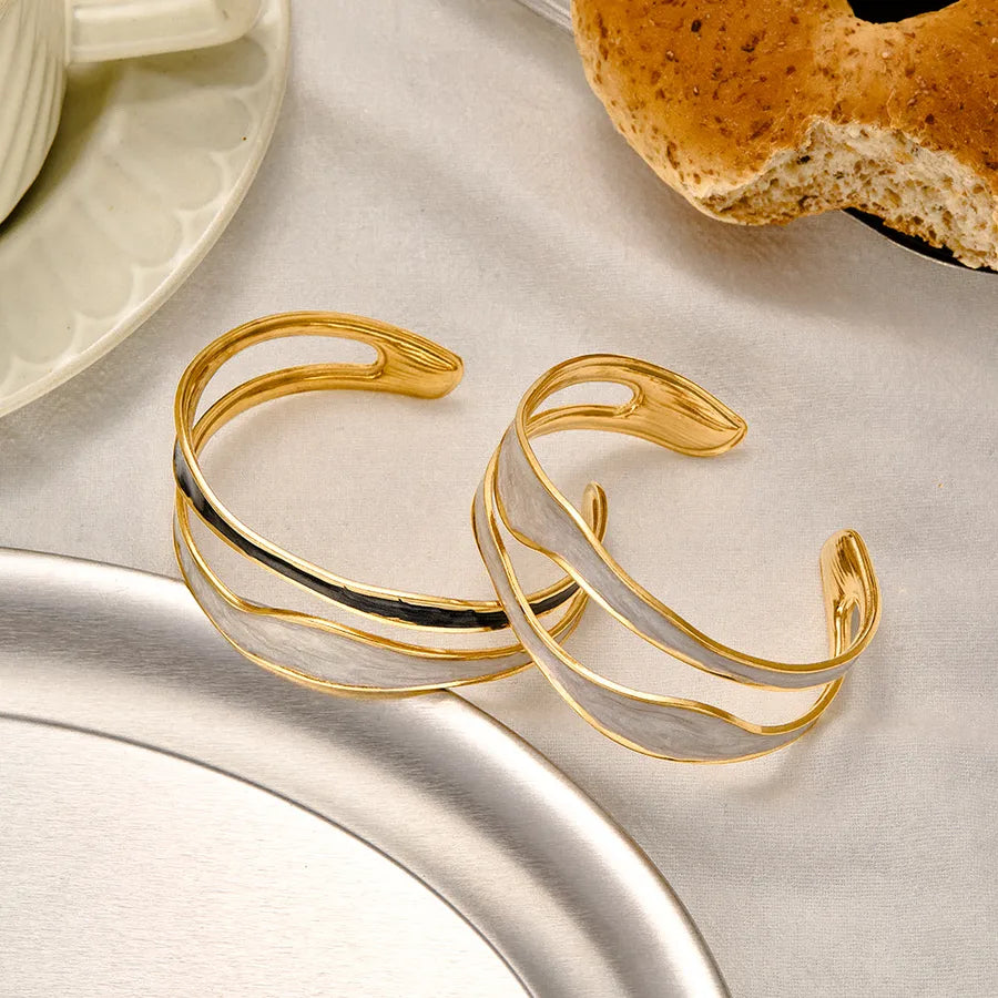 Gold-Plated Stainless Steel Open Cuff Bracelet