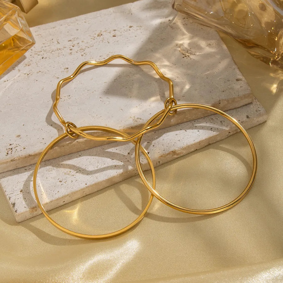 Gold Geometric Triple Bangle for Women