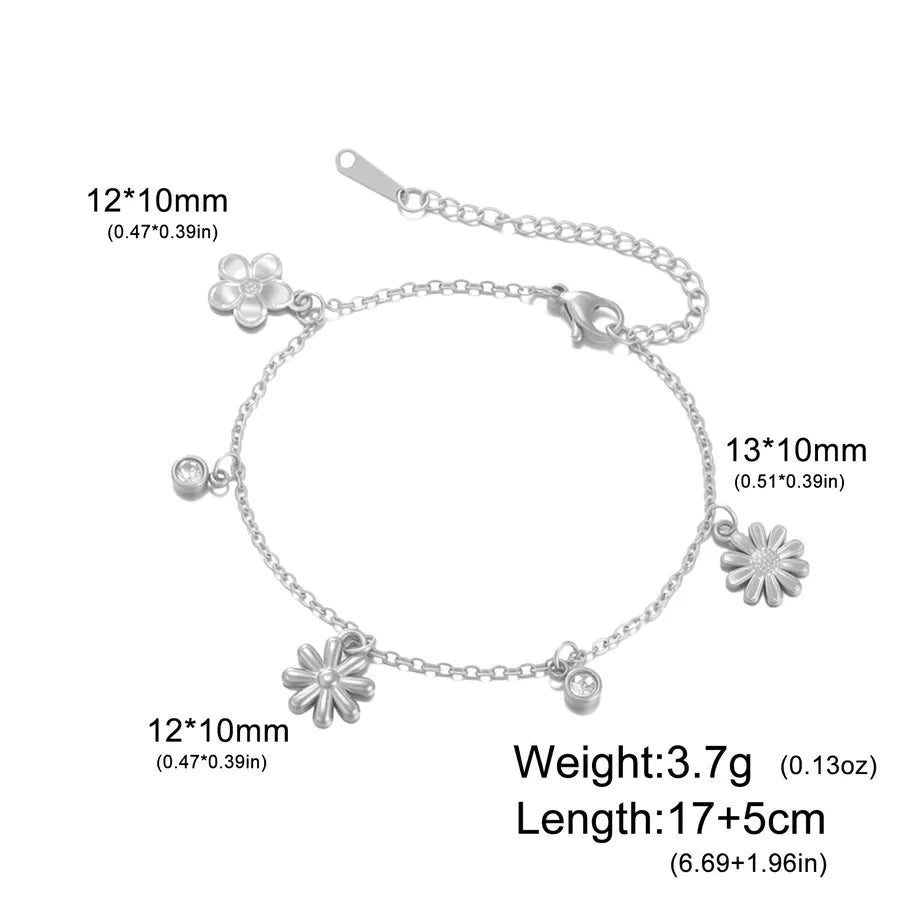 Sakura Zirconia Gold Stainless Steel Bracelet Steel Color