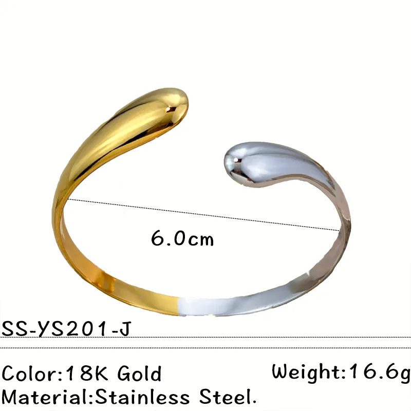 Gold Stainless Steel Wave Bracelet for Women Gold and Silver Stitching SS-YS201