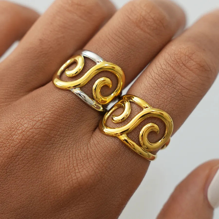 18K Gold Plated Stainless Steel Adjustable Ring