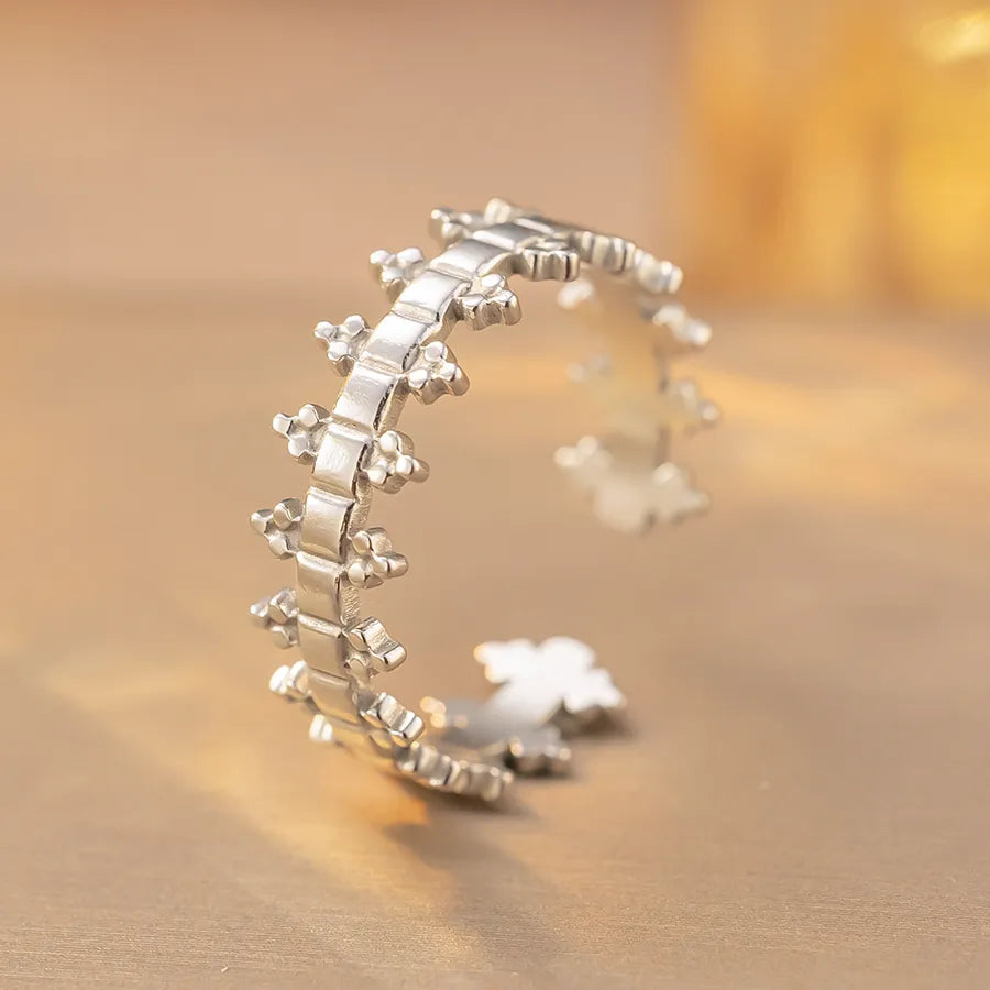 Heart-Shaped Titanium Steel Adjustable Ring K260 Steel Color Ring Open