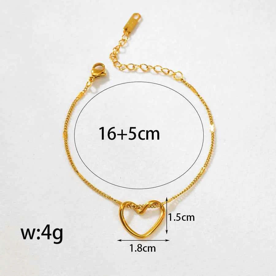 18K Gold Plated Hollow Heart Necklace & Bracelet Set