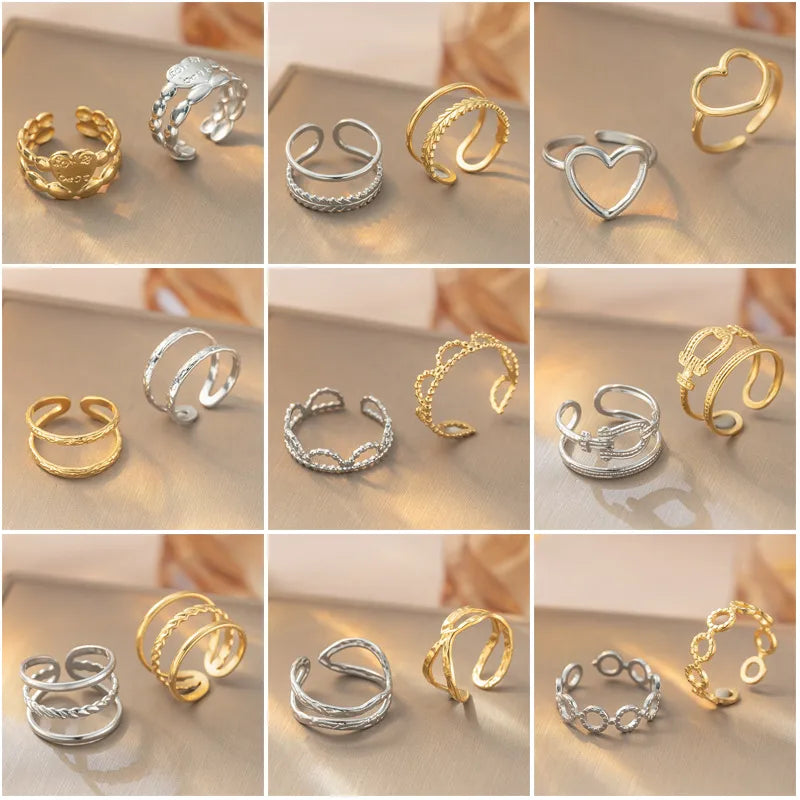 Titanium Steel Geometric Open Ring