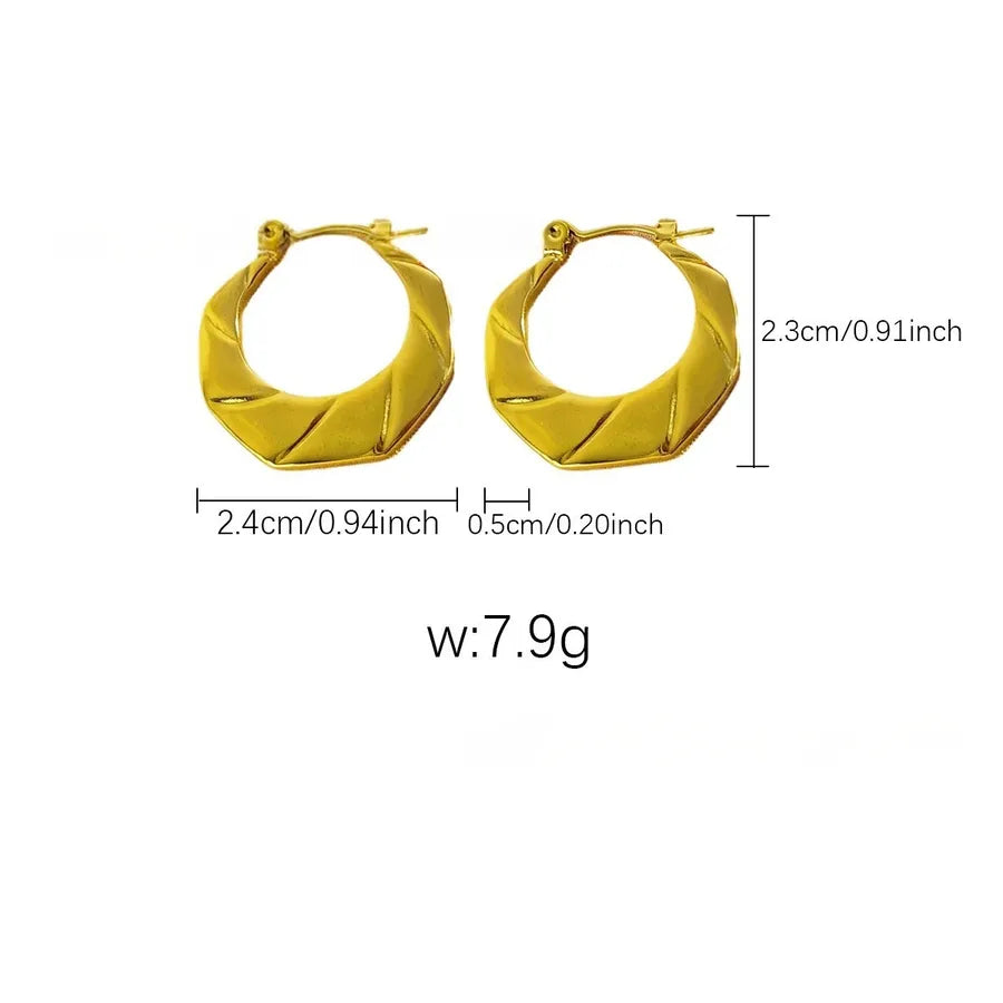 Elegant Gold Titanium Steel Hoop Earrings
