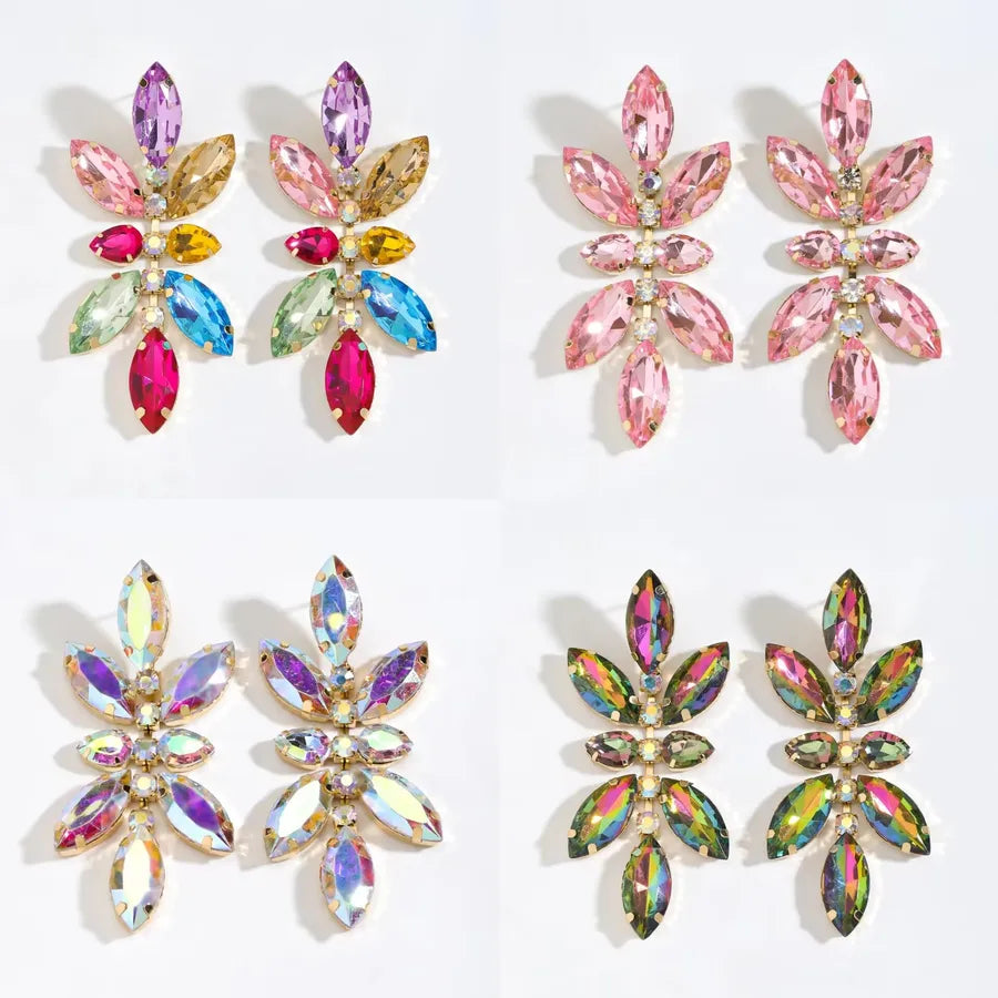 Colorful Rhinestone Geometric Stud Earrings