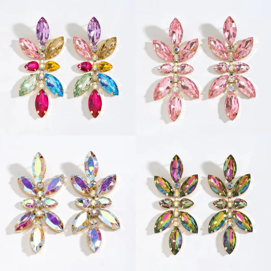Colorful Rhinestone Geometric Stud Earrings