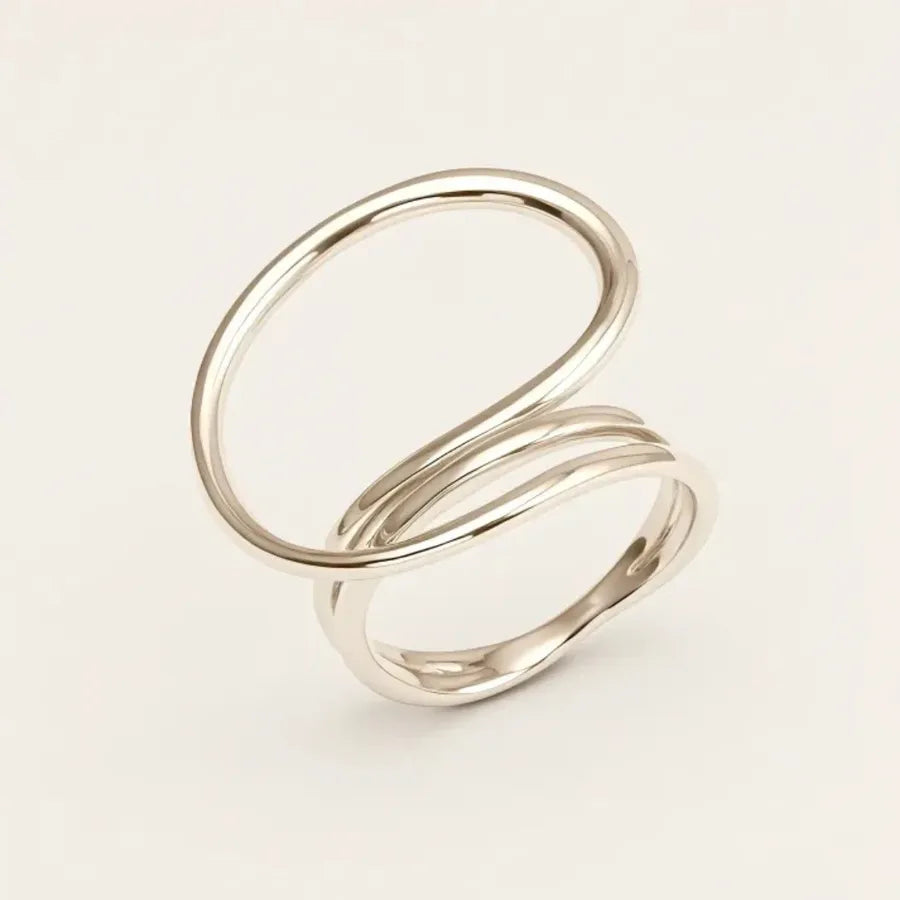 Geometric Twisted Stainless Steel Ring