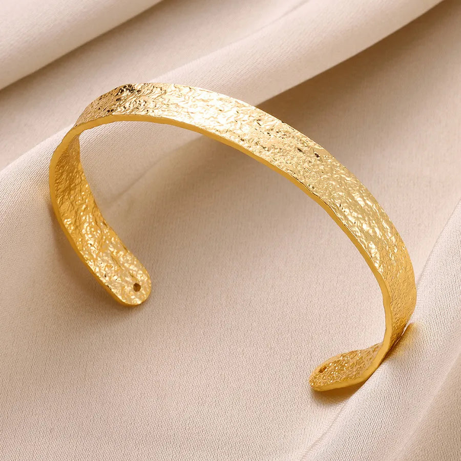 Gold Stainless Steel Flower Cuff Bracelet