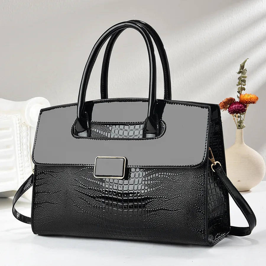 Crocodile Pattern PU Shoulder Tote Bag