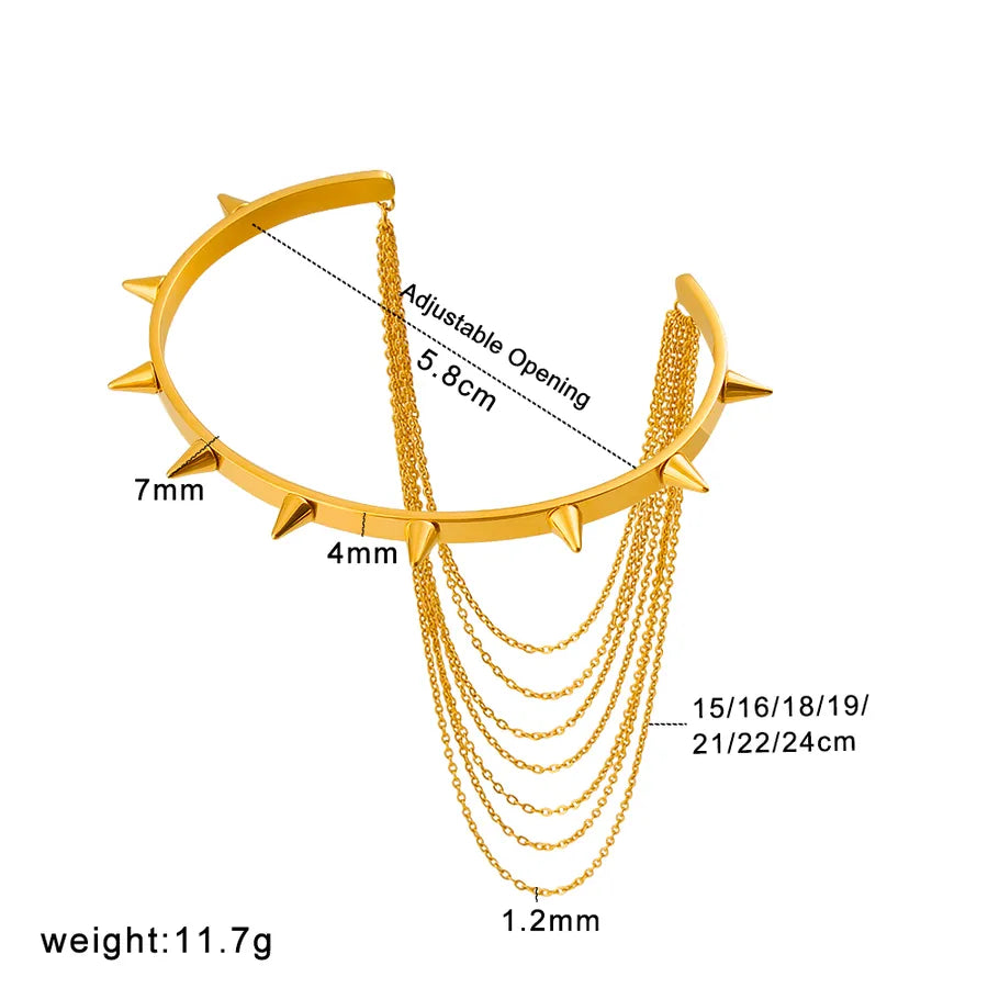 18K Gold Rivet Geometric Stainless Steel Bangle CK1413 Gold