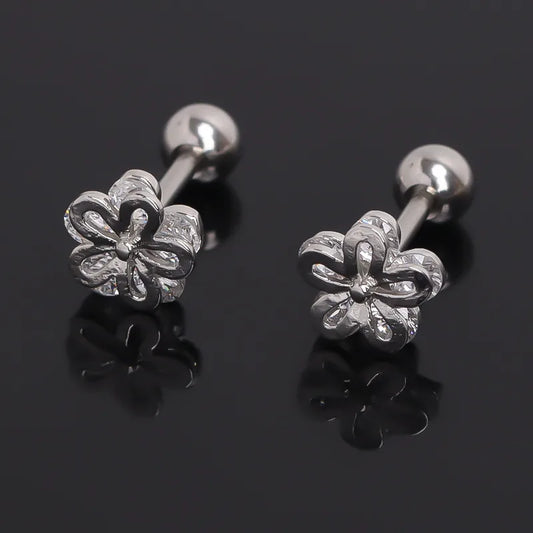 Boho Zircon Flower Stainless Steel Earrings