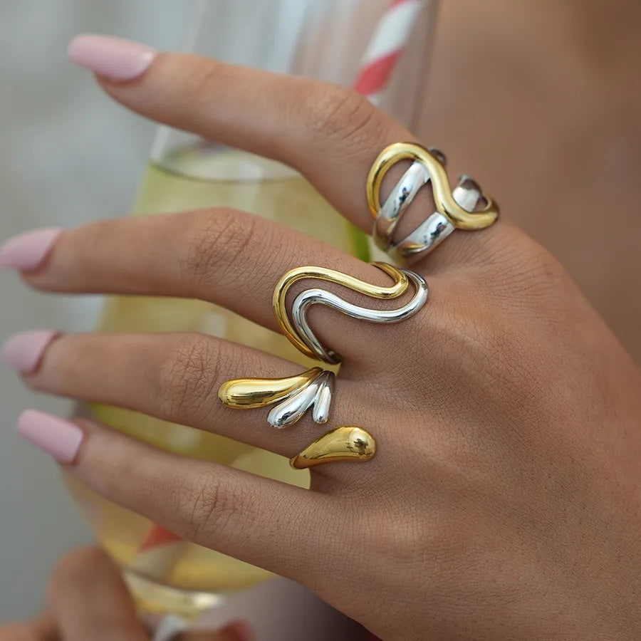 18K Gold Geometric Stainless Steel Ring