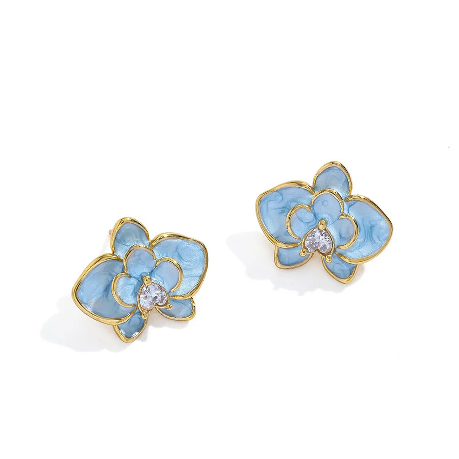 18K Gold Plated Butterfly Drop Earrings Flowers 1-20.26*23.89mm