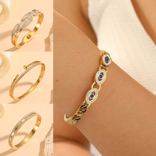 18K Gold PVD Geometric Stainless Steel Bangle