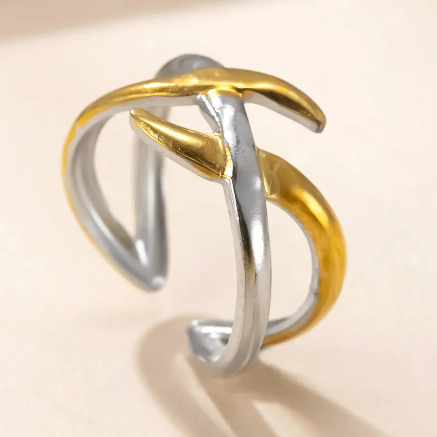 Geometric Gold-Plated Titanium Steel Ring