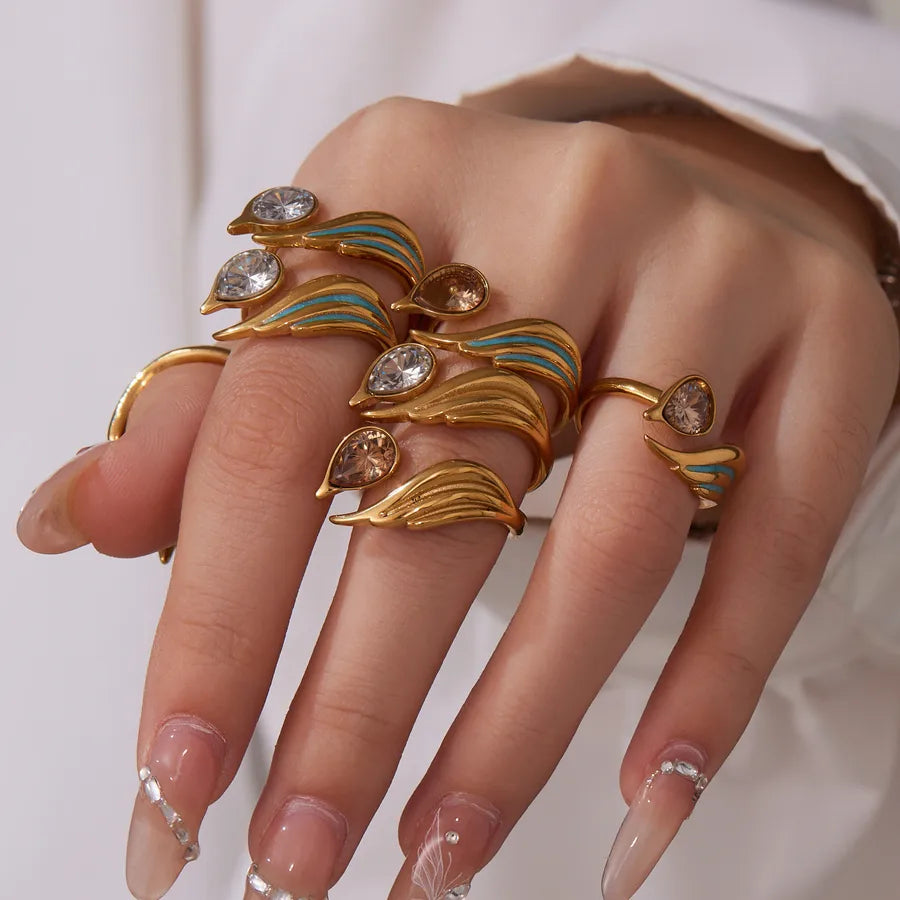 Champagne Zircon Geometric Ring – 18K Gold Plated