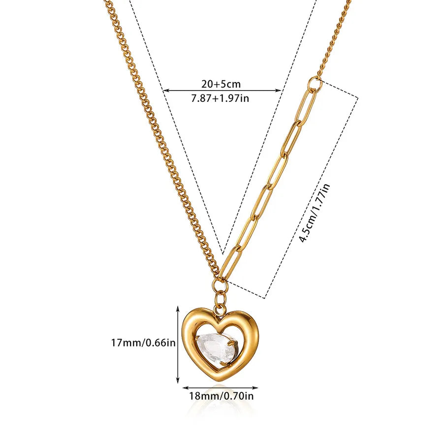 18K Gold Plated Heart Zircon Pendant Necklace