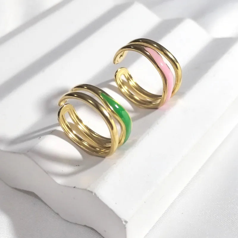 18K Gold Plated Open Curve Stainless Steel Ring