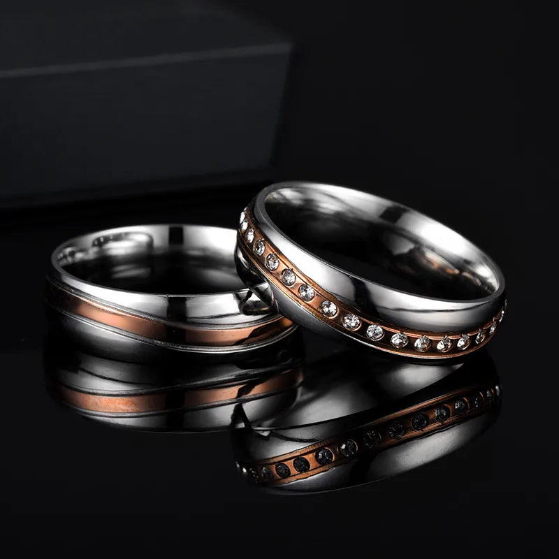Rose Gold Stainless Steel Couple Rings