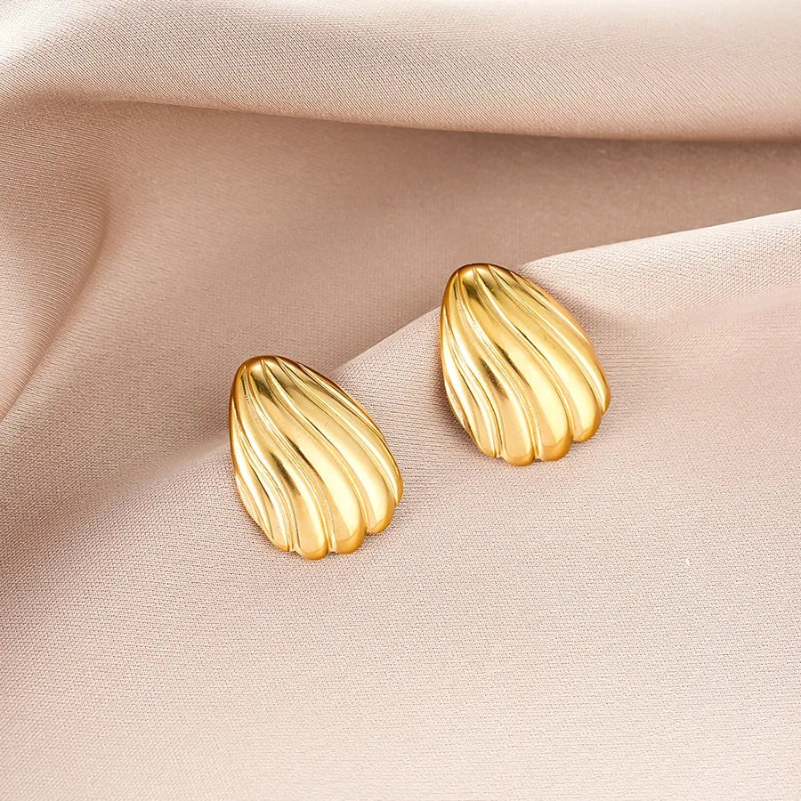 Irregular 18K Gold Plated Stainless Steel Earrings E1385-A (Gold Stud Earrings Pairs)