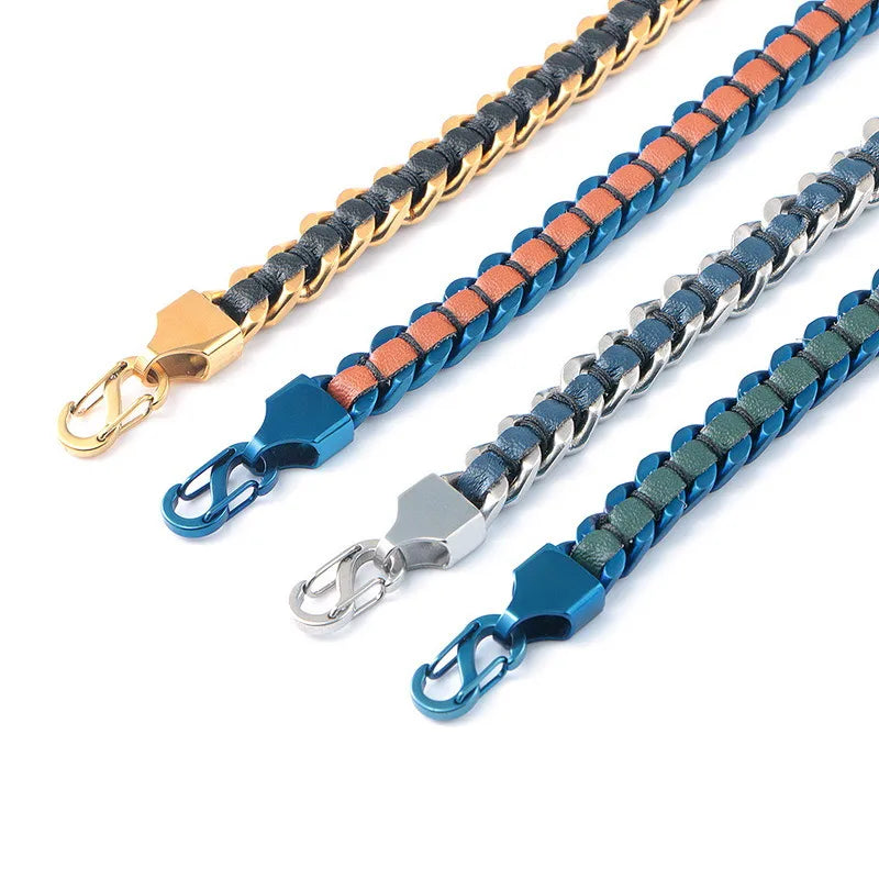 Men's Braided Leather & Stainless Steel Bracelet