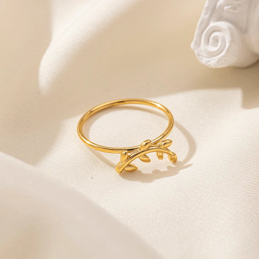 Gold Willow Branch Zircon Ring Set for Women