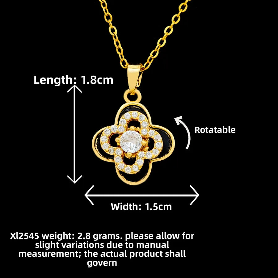 Butterfly & Whale Couple Pendant Necklace XL2545 Rotating Black Clover Necklace Gold