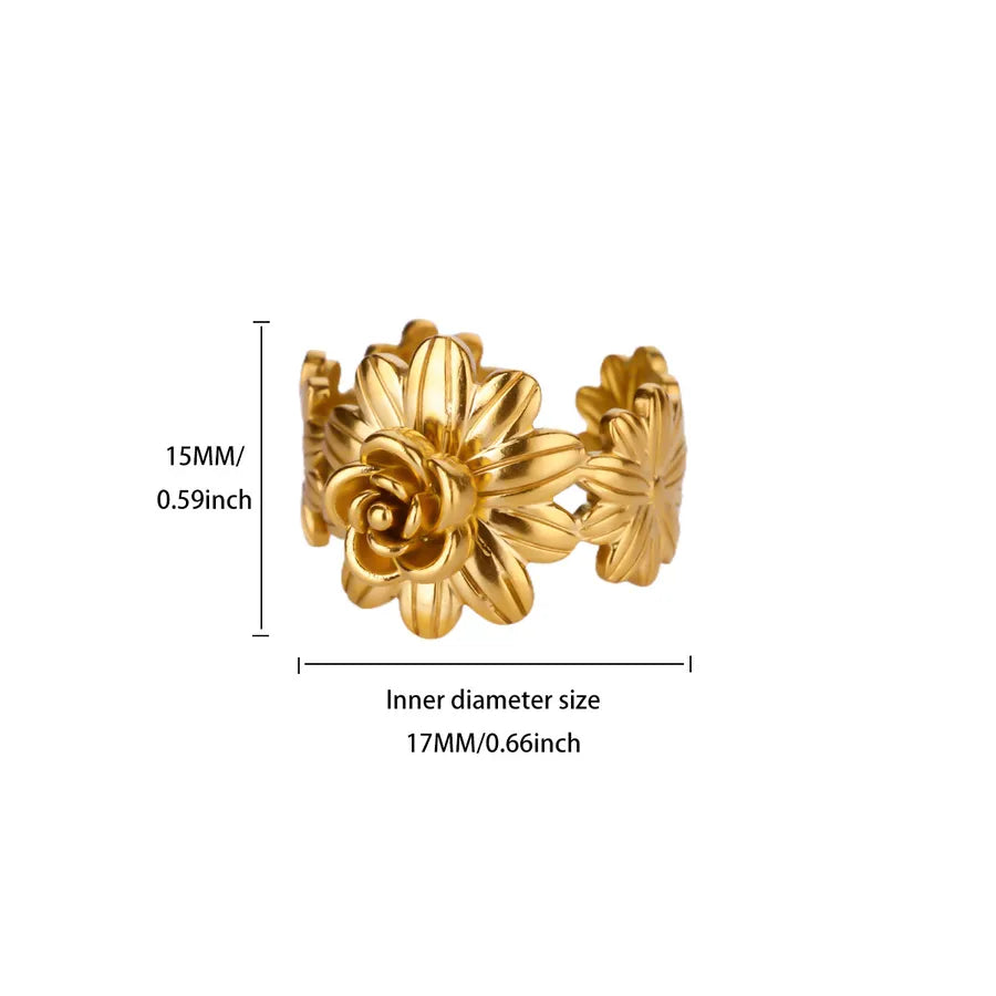 18K Gold Floral Open Ring for Women JZ8177G