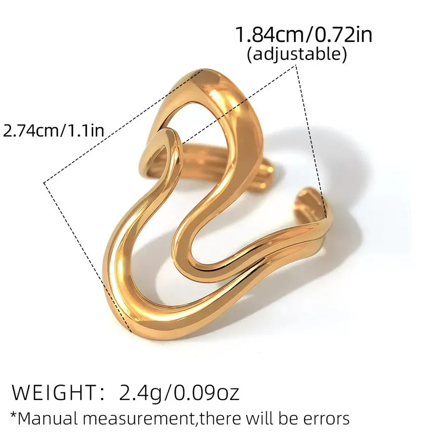 18K Gold Plated Geometric Adjustable Ring