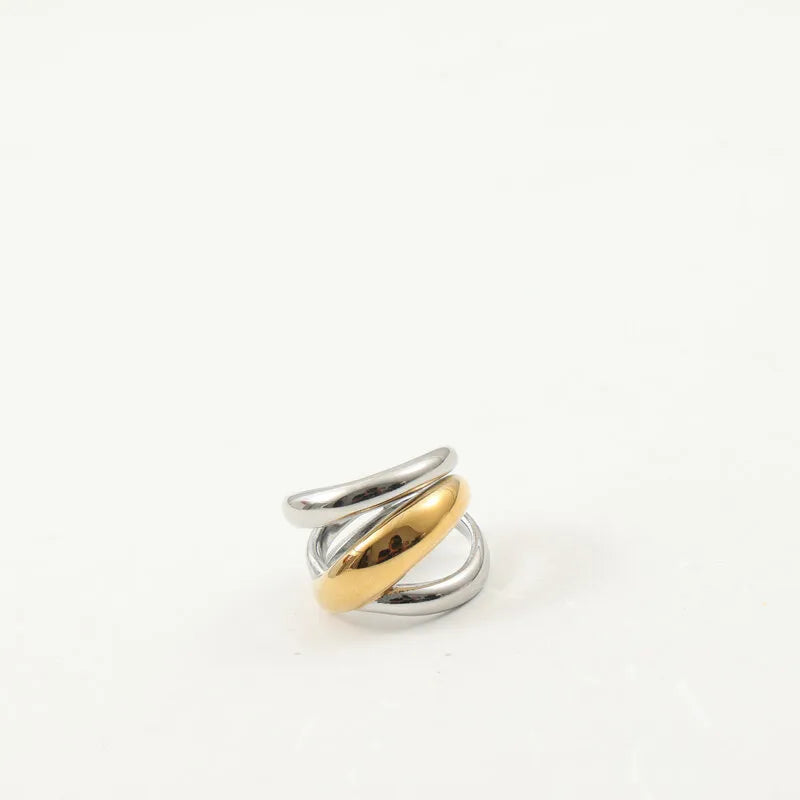 18K Gold Geometric Titanium Steel Ring