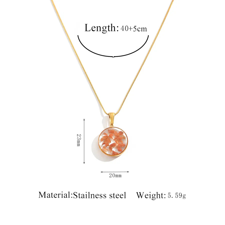 Women's Geometric Stainless Steel Necklace Set Orange Red Round Necklace