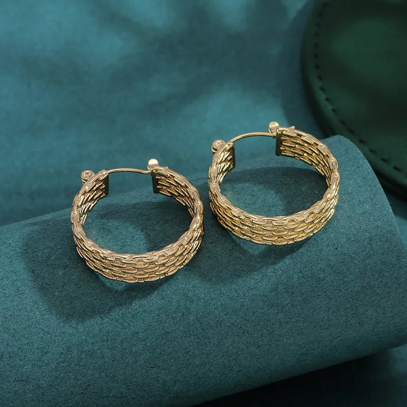 Bold Titanium Steel Large Hoop Earrings ES028