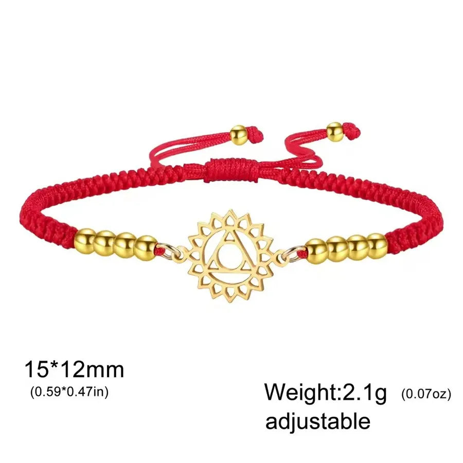 Mandala Lotus Red Rope Bracelet Element 7- Gold with Red String