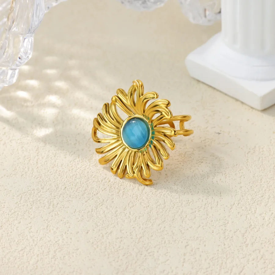 Vintage French Flower Zircon Open Ring